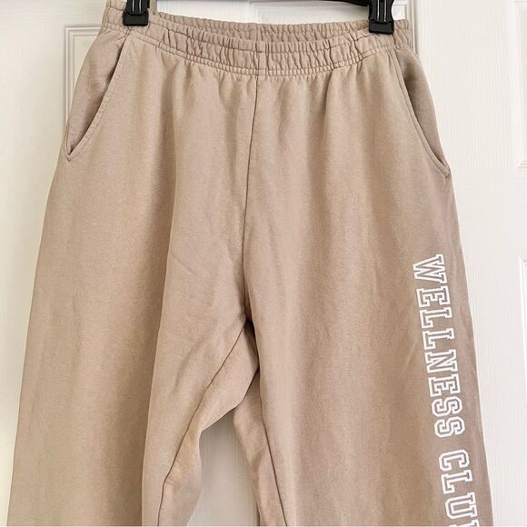 Sporty & Rich Wellness Club Flocked Sweatpant Light Tan Large NEW MSRP $180 - Picture 4 of 8